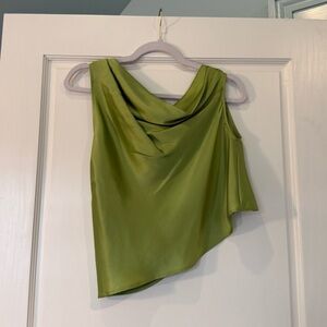 The Sei Draped One Shoulder Silk Satin Top